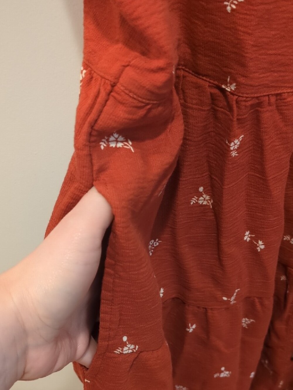 Granola Boho Beach Coastal Toad&Co Red Orange White Floral Mini Dress Size Large - Picture 6 of 9